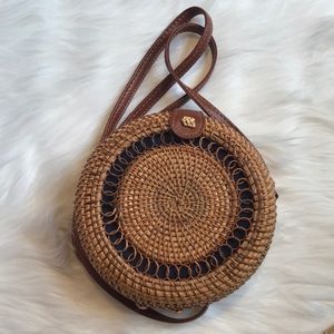 Rattan Crossbody Round Bag - Brand New
